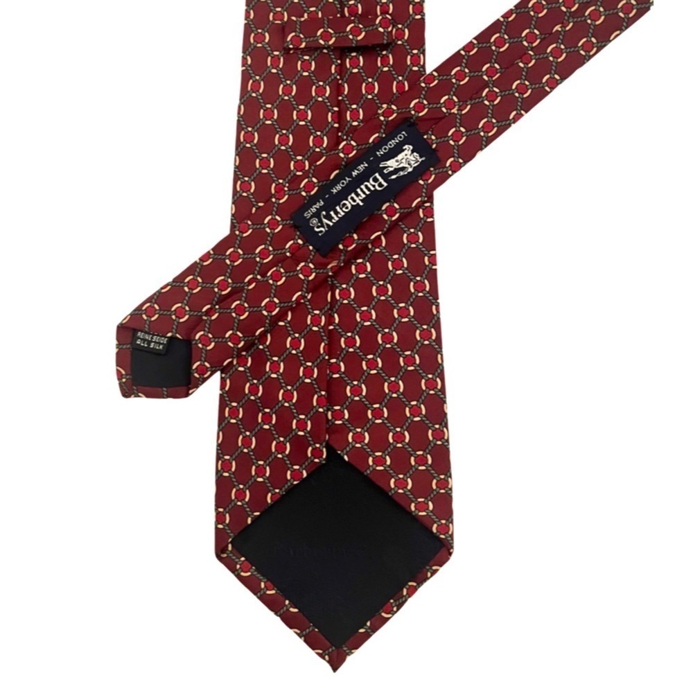 BURBERRY • Burgundy Western Rope Equestrian Silk Classic Tie Made In Italy - Picture 9 of 9